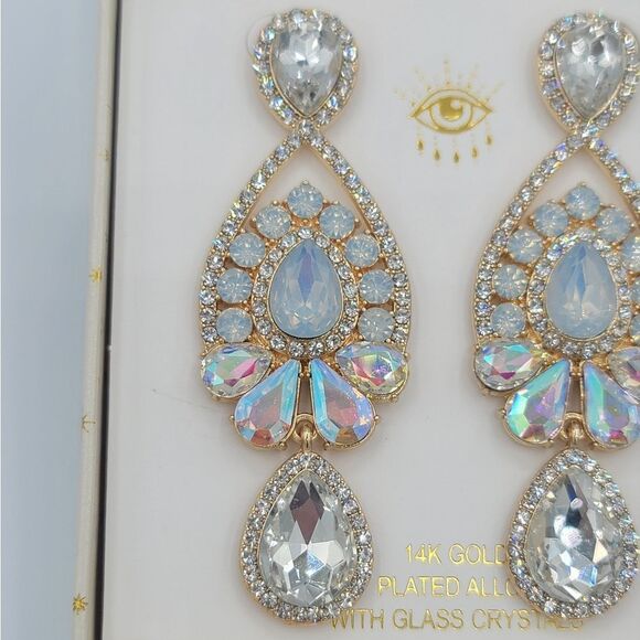 Eye Candy Earrings Gold Plated Glass Crystals Statement Earrings #547 - Picture 6 of 9